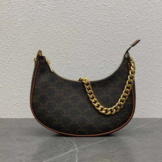 Celine 2026 Ava Bag 25cm Black Brown Triomphe Canvas Calfskin