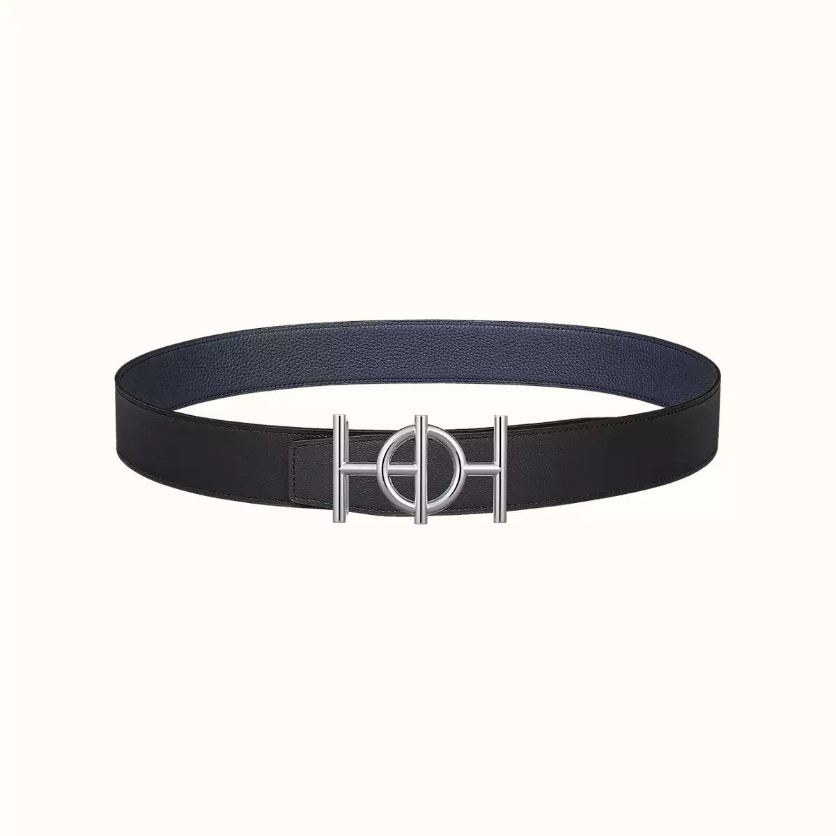 ULYSSE BELT BUCKLE & REVERSIBLE NAVY BLUE LEATHER STRAP 38MM SILVER HARDWARE