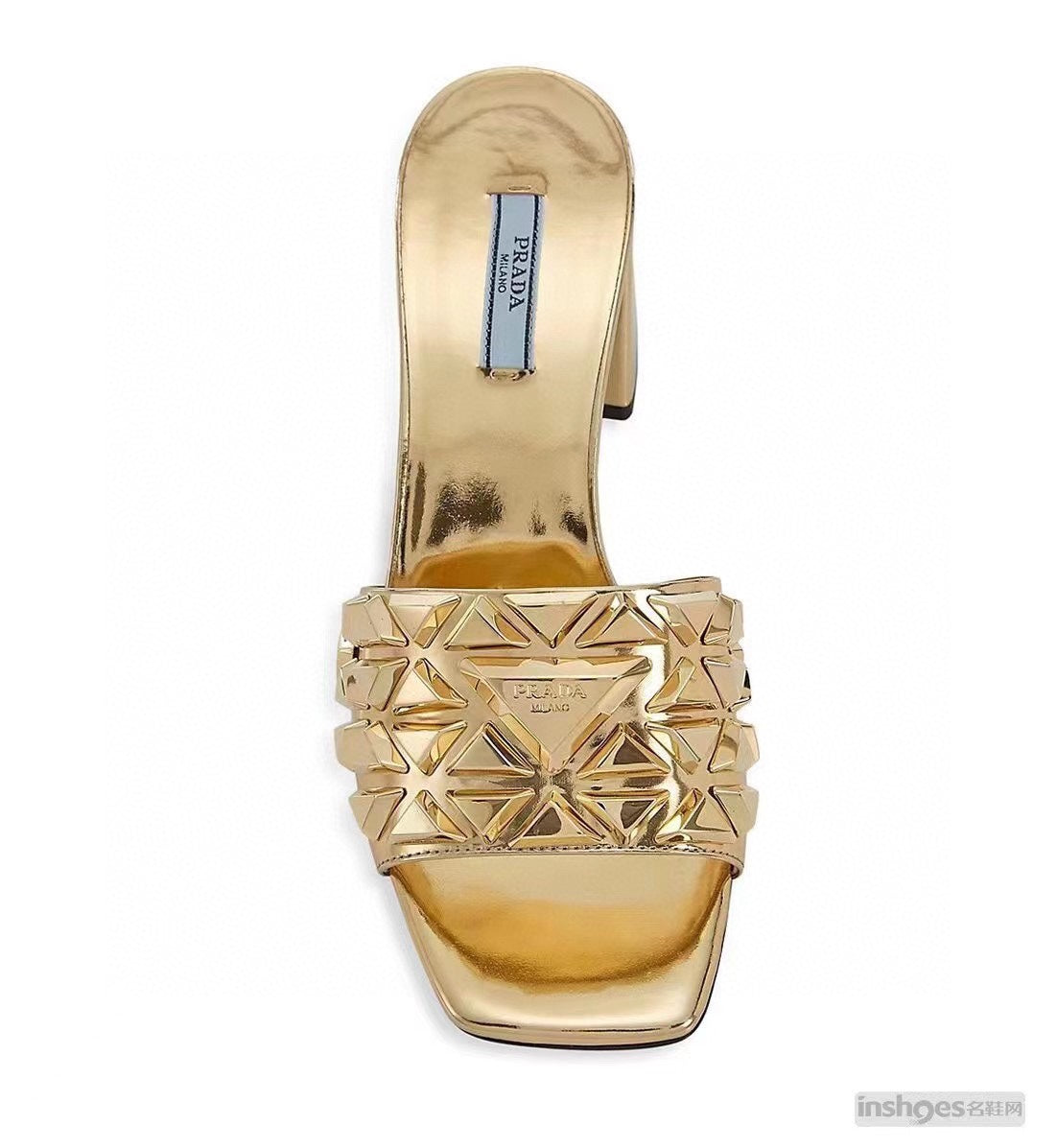 PRA EMBROIDERED SANDALS 65 METALLIC GOLD CALFSKIN