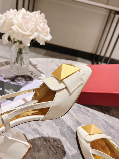 ONE STUD WHITE PATENT LEATHER LACE-UP HIGH HEELS 85 MM