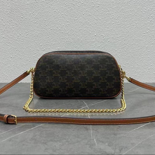 Celine 2026 Multi Bag 26cm Black Brown Canvas Leather
