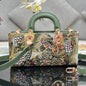 Dior 2026 Embroidered Floral Bag 26cm Green Mix Colors Fabric Leather 158565