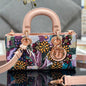 Dior 2026 Embroidered Floral Bag 22cm Pink Mix Colors Fabric Leather 158576