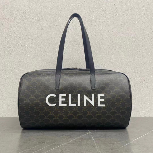 Celine 2026 Voyage Bag 45cm Black White Canvas Leather
