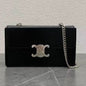 Celine 2026 Chain Shoulder Bag Claude 23cm Black Silver Shiny Calfskin