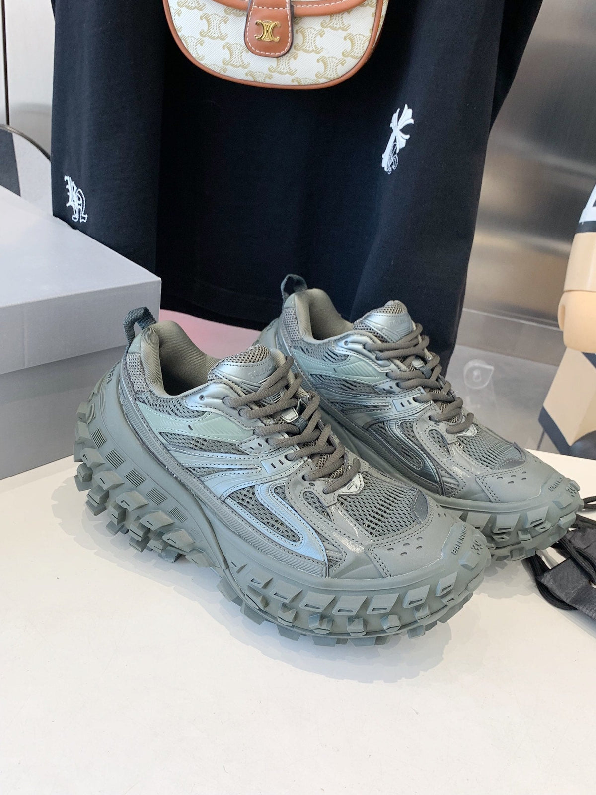 CHUNKY SNEAKERS IN MANTLE GRAY POLYURETHANE, POLYESTER AND NYLON