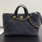 Chanel 2026 Tote Bag 44cm Black Quilted Denim Leather