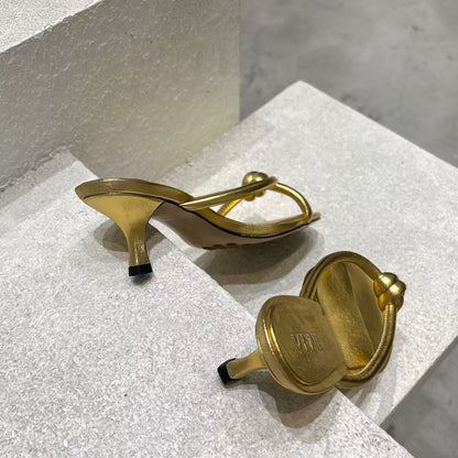 BV HEELED SANDALS METALLIC GOLD LAMBSKIN