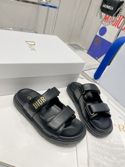 CD DIORACT SANDALS IN BLACK LAMBSKIN