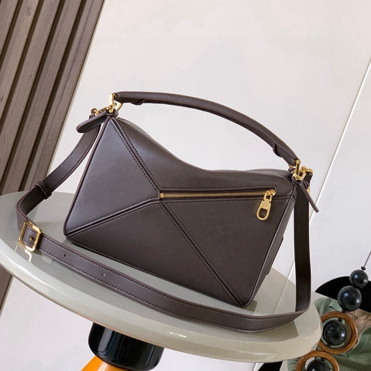 Loewe 2026 Featherlight Puzzle Bag 24cm Brown Nappa Lambskin