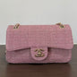 Chanel 2026 Classic Flap Bag 25cm Pink Tweed Fabric Leather