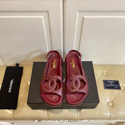 Chanel 2026 Double C Sandal Suede Lambskin