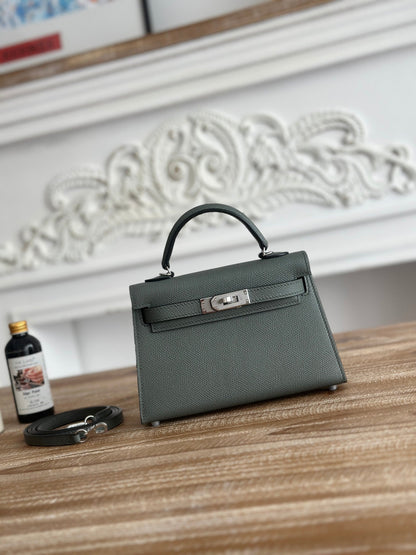 High-end Hermes 2026 Mini Kelly II 19cm Bag Epsom Leather 5
