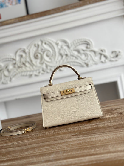 High-end Hermes 2026 Mini Kelly II 19cm Bag Epsom Leather 4