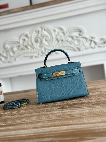 High-end Hermes 2026 Mini Kelly II 19cm Bag Epsom Leather 4
