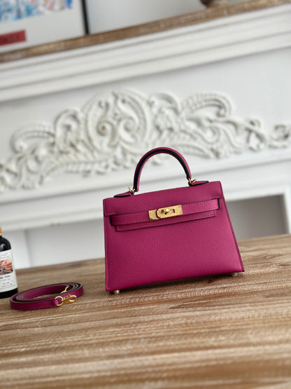 High-end Hermes 2026 Mini Kelly II 19cm Bag Epsom Leather 4