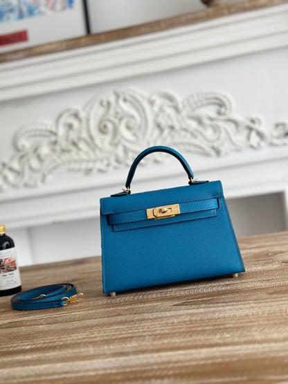 High-end Hermes 2026 Mini Kelly II 19cm Bag Epsom Leather 4