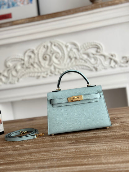 High-end Hermes 2026 Mini Kelly II 19cm Bag Epsom Leather 3