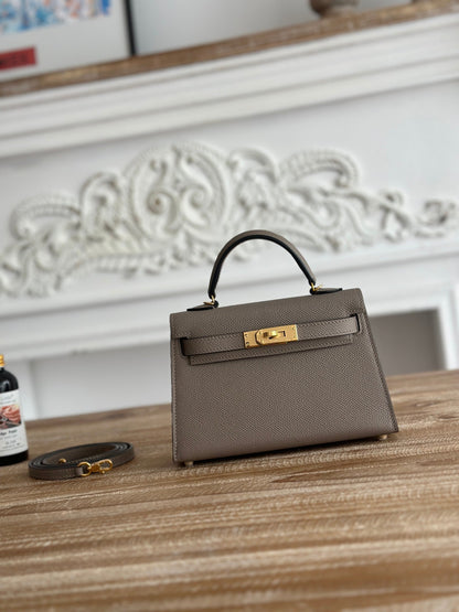 High-end Hermes 2026 Mini Kelly II 19cm Bag Epsom Leather 3