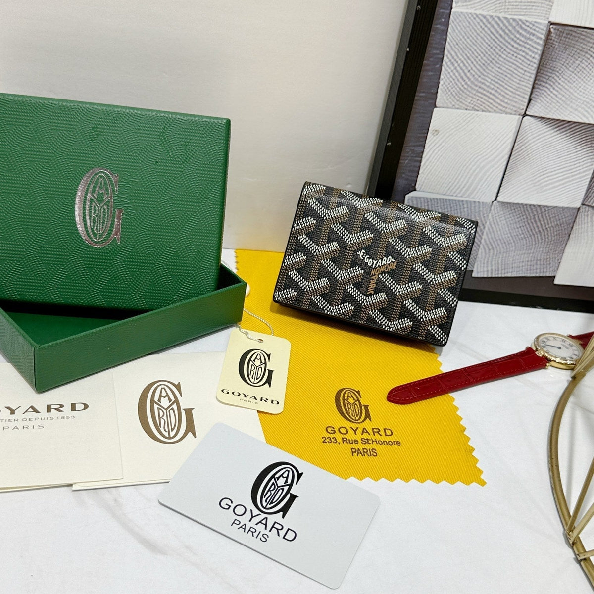 Goyard 2026 Malesherbes Card Holder 10.2cm Canvas Cowhide
