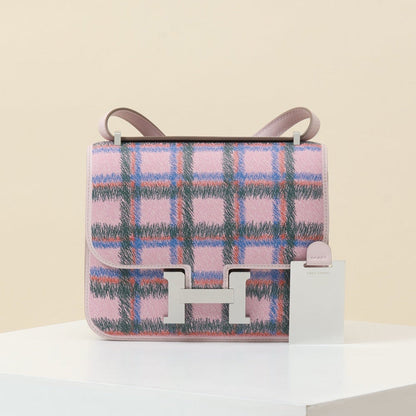 High-end Hermes 2026 Constance 18 Tartan Bag Swift Leather