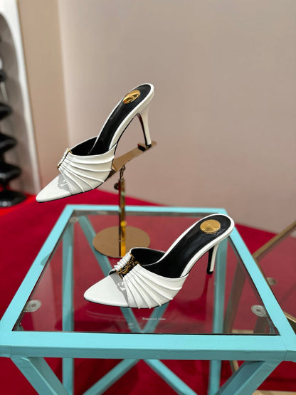 YSL 2026 Mule Sandal Calfskin With Gold Logo 925308