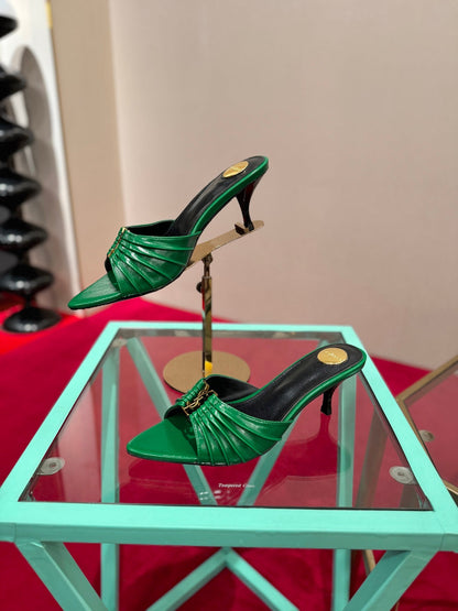YSL 2026 Mule Sandal Calfskin With Gold Logo 925308