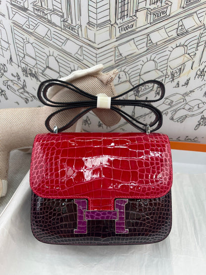 High-end Hermes 2026 Constance Bag 19cm Glossy Crocodile Leather