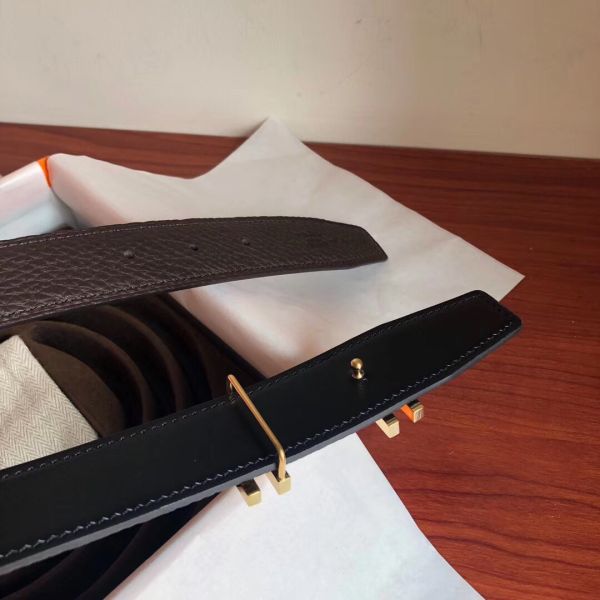 HERM H Au Carre Belt Buckle & Cafe 32mm Strap