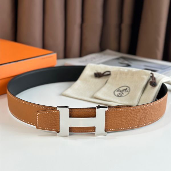 HERM Constance Reversible Belt 38MM in Gold Epsom Calfskin