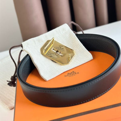 HERM Neo Reversible Belt 32MM in Black Clemence Leather