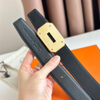 HERM Neo Reversible Belt 32MM in Black Clemence Leather