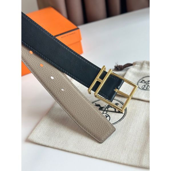 HERM Nathan 40MM Belt in Grey Clemence Leather