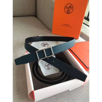 HERM Officier Reversible 38mm Belt In Blue Clemence Leather