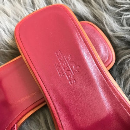 HERM Oran Slide Sandals In Ruby Epsom Calfskin