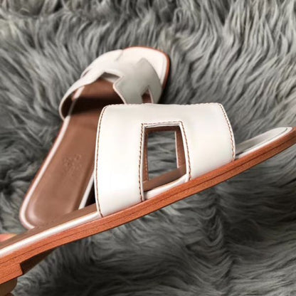 HERM Oran Sandals In White Swift Leather
