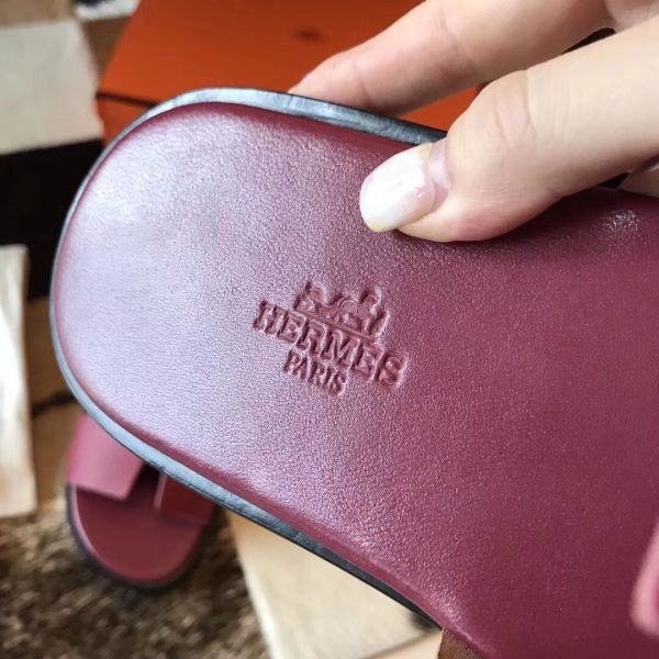 HERM Izmir Sandals In Fuchsia Epsom Leather