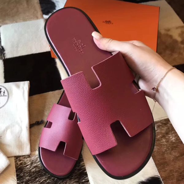 HERM Izmir Sandals In Fuchsia Epsom Leather