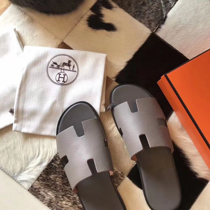 HERM Izmir Sandals In Grey Epsom Leather