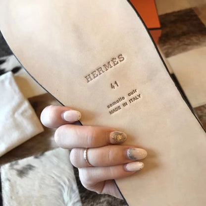 HERM Izmir Sandals In Orange Epsom Leather