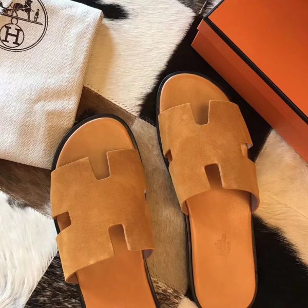 HERM Izmir Sandals In Orange Suede Leather