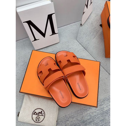 HERM Men's Chypre Sandals in Orange Epsom Calfskin