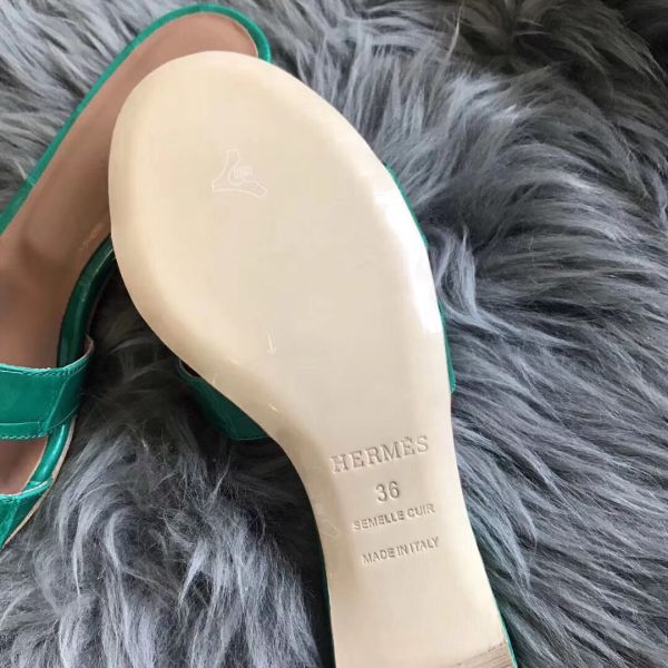 HERM Oasis Sandals In Bamboo Shiny Niloticus Crocodile