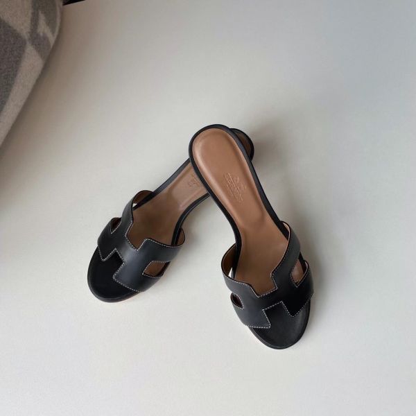 HERM Oasis Sandals In Black Swift Leather