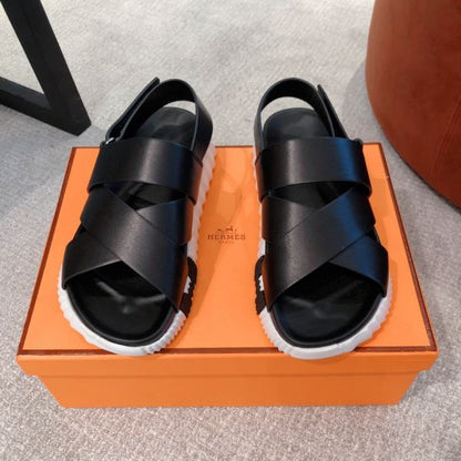 Hemes Women's Electric Sandals in Black Leather
