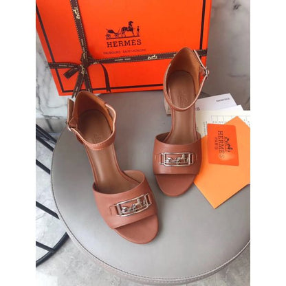 HERM Viaggio 60MM Sandals In Brown Leather