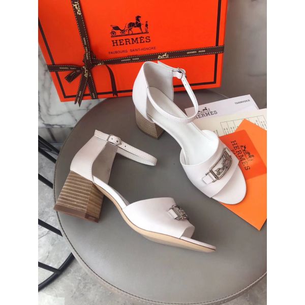 HERM Viaggio 60MM Sandals In White Leather