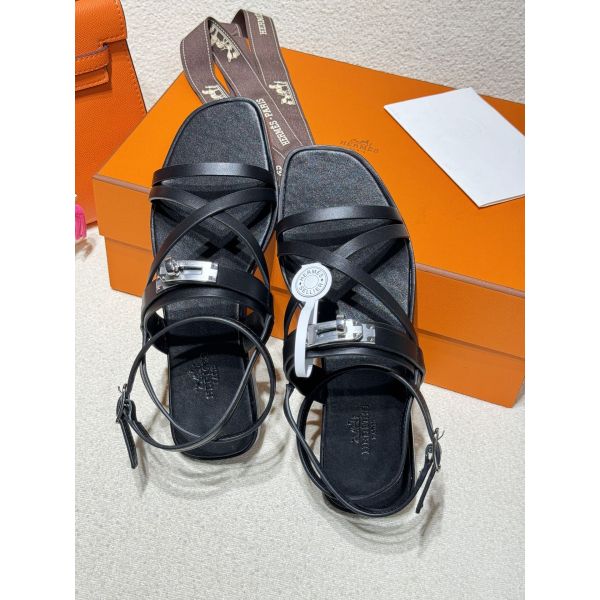 HERM June Sandals in Black Leather