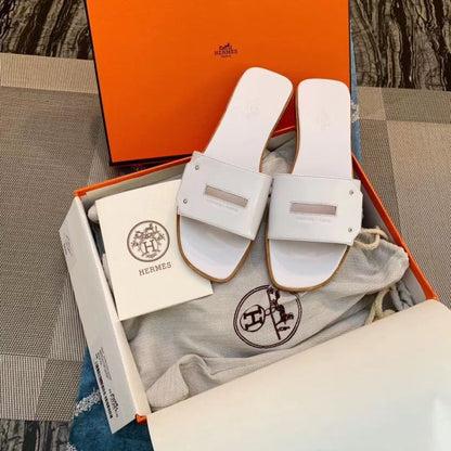 HERM View Sandals In White Calfskin leather