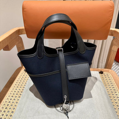 High-end Hermes 2026 Picotin Lock 18 Pocket Bag Canvas/Swift Calfskin 1